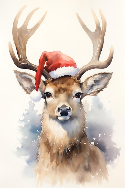 Dieren Kerstmis in aquarel hoeden te midden van Noel achtergronden grillige schattige sneeuw achtergrond digitale kunst
