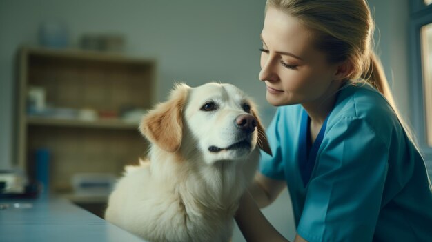 Dierenarts die hond onderzoekt