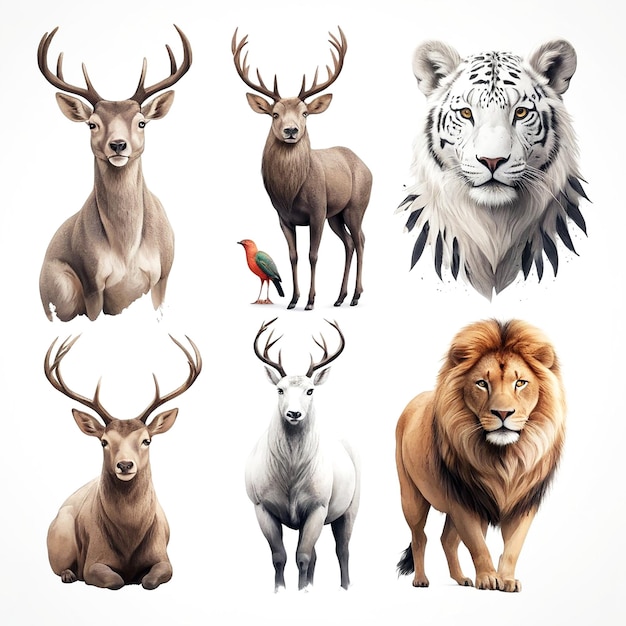 Dierenillustraties met witte achtergrond