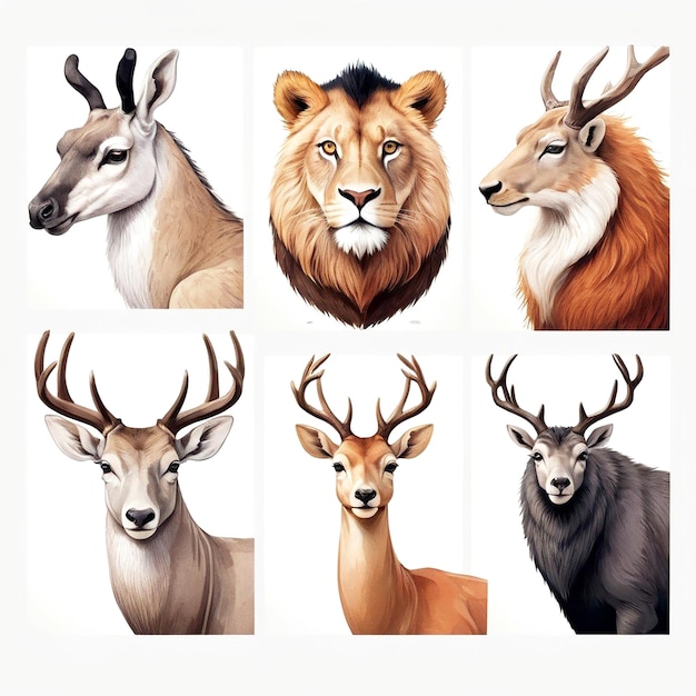 Dierenillustraties met witte achtergrond