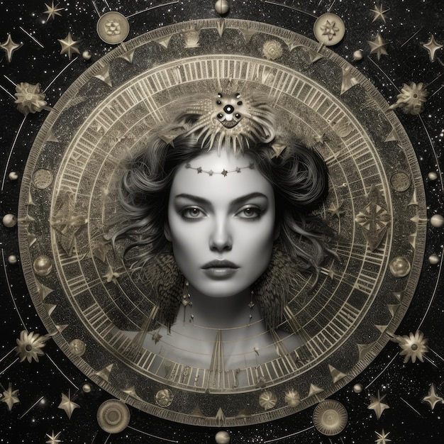 dierenriem astrologie kunst mandala kompas metalen astrologie teken platte vector achtergrond tegel