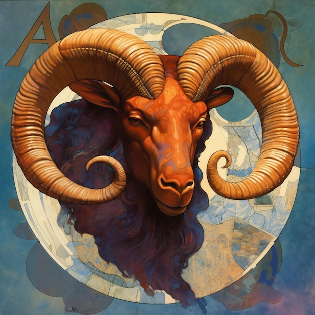 Dierenriem Ram wallpaper achtergrond illustratie Geit ram horoscoop astrologie kunst Generatieve AI