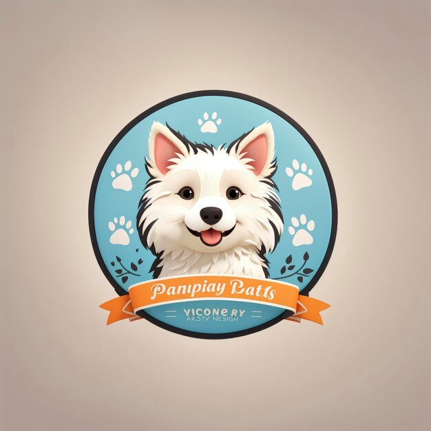 Foto dierenverzorging en verzorging thema plat ontwerp vector logo
