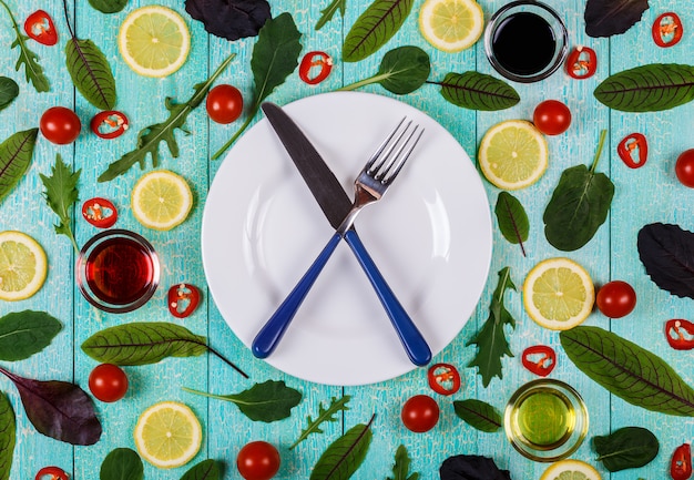 Foto dieta alimentare con vista dall'alto di verdure