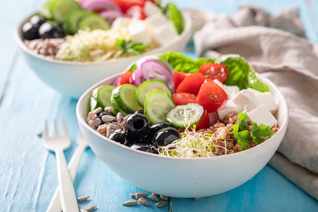 Diet greek salad as a balanced meal for diet