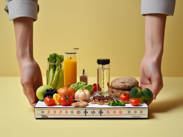 사진 식단 계획 및 체중 감량 사진 적절한 영양 식단 계획에 대한 채소와 과일 다이어트 음식