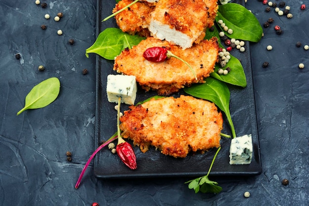 Dietary baked chicken schnitzel