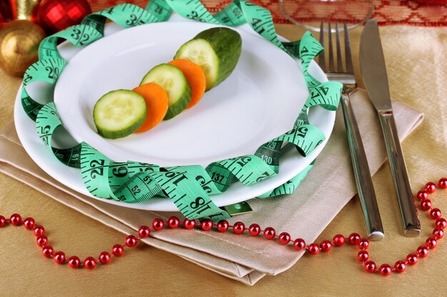 Dietary food on New Year's table close-up