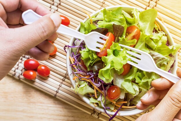 Dietary salad with fresh vegetables