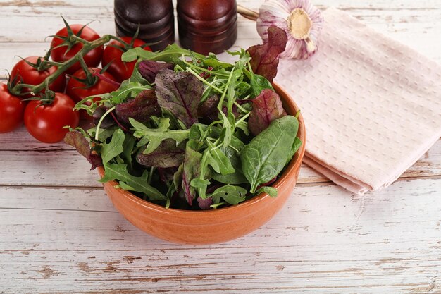 Dietary vegan cuisine Mix salad in the bowl