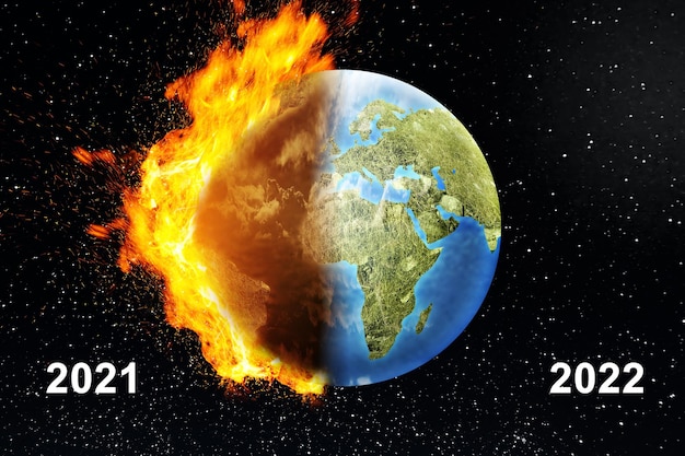 The difference between earth in 2021 and earth in 2022. Happy New Year 2022