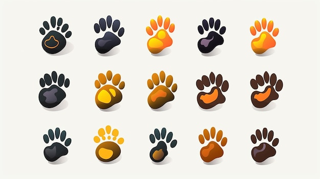 Different animal paw print illustrations