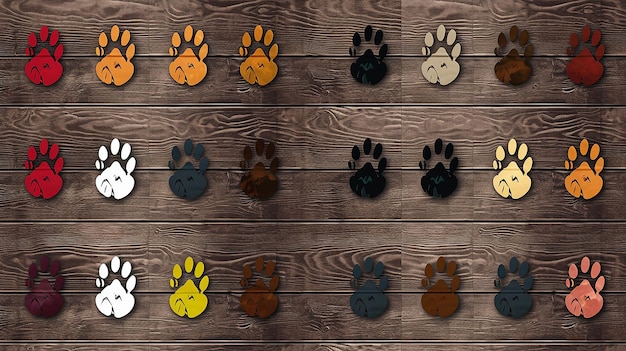 Photo different animal paw print illustrations