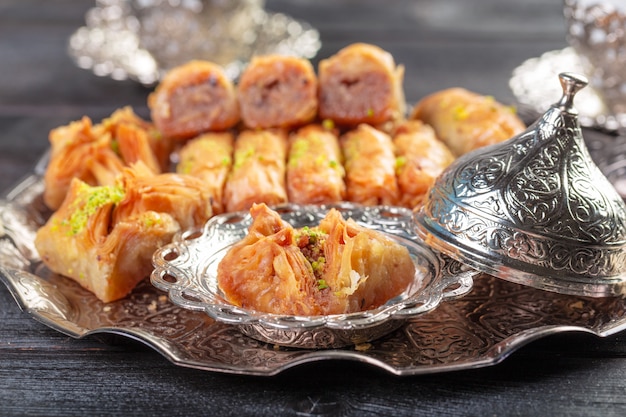 Photo different arabian sweets