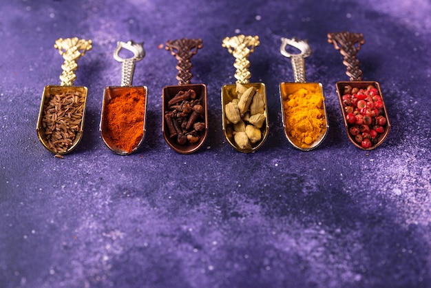 Different Asian or Indian spices  