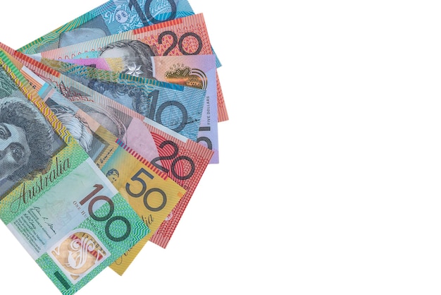 Photo different australian dollars aud banknotes money and finance saving concept cash