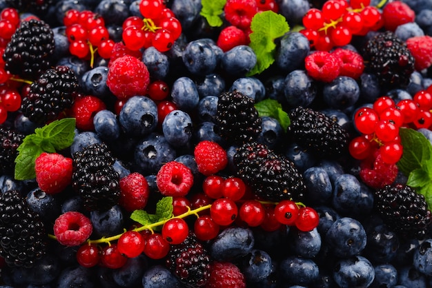 different berries  arrangement close up