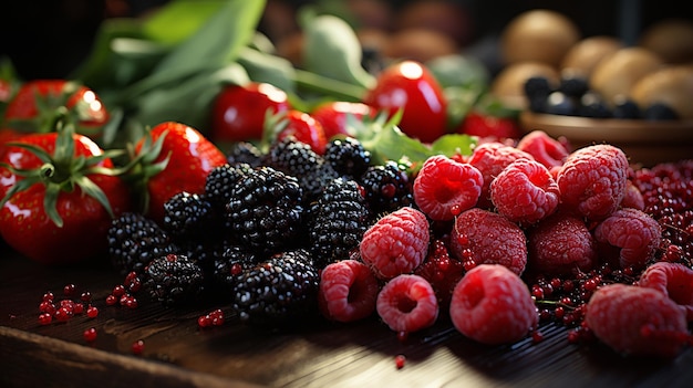 Фото Различные ягоды на черном фоне