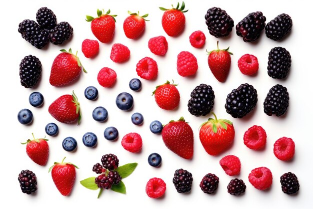 Different berry fruits background Tasty summer mix Generative AI