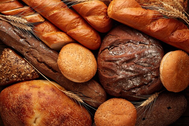 Different bread and bread slices 