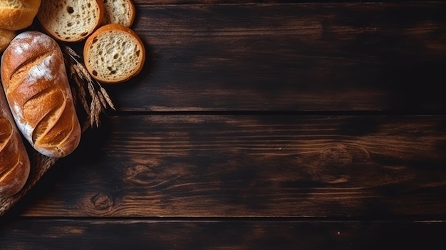 Different bread on a rustic dark background