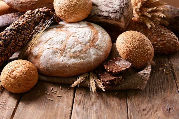 Different bread on table close-up