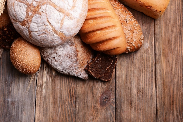 Different bread on table closeup