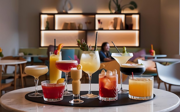 Foto diversi cocktail sul tavolo del caffè