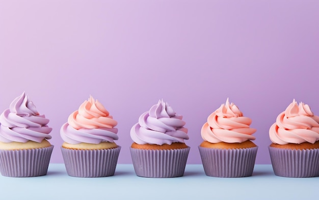 Photo different collection of cupcakes with vibrant generative ai