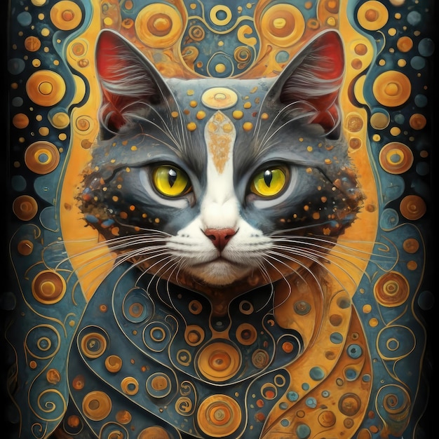 Photo different color cats gustav klimt style