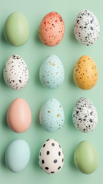 Photo different color egg seamless patterns happy easter