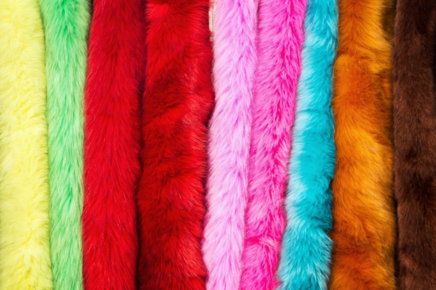 Different color fur on display in the shop