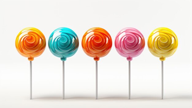 Different color of lollipop on white background