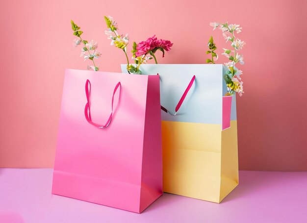 Different color shopping bags