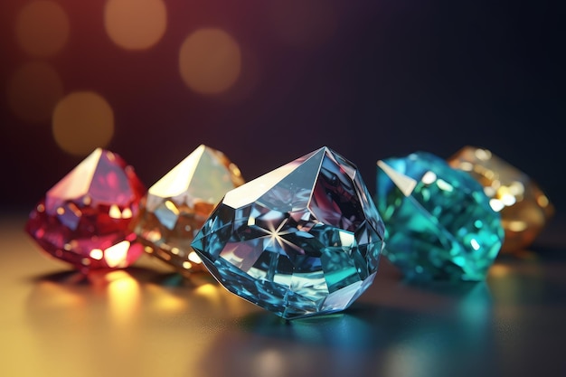 Different colored diamonds Generate Ai