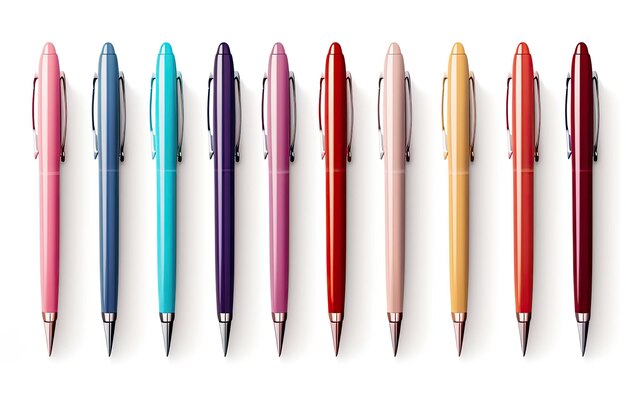 서로 다른 색 의 펜 들 이 한 줄 에 정렬 된 것