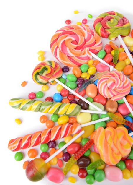 Different colorful fruit candy closeup