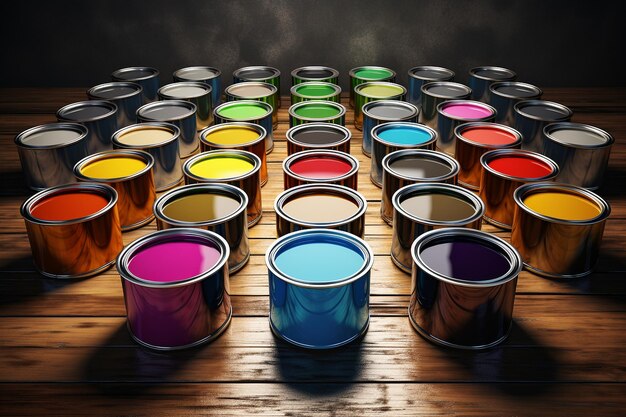 Foto lattine di vernice di colori diversi