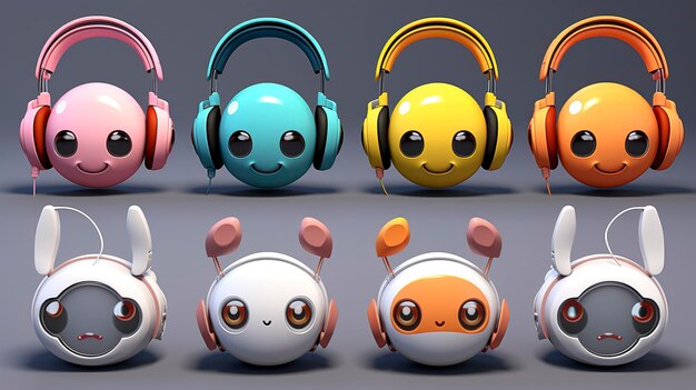 Photo different colors and styles of headphones