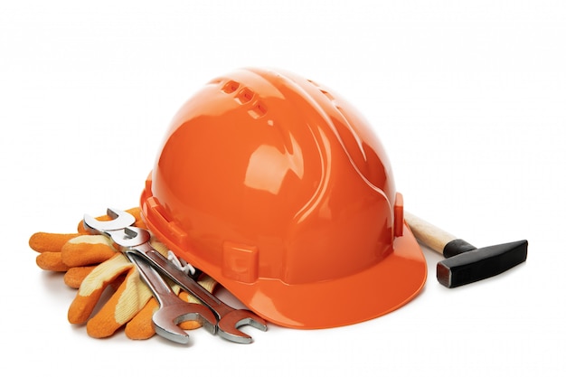 Different construction accessories isolated