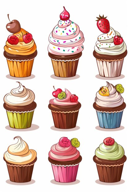 Foto diversi disegni di cupcake