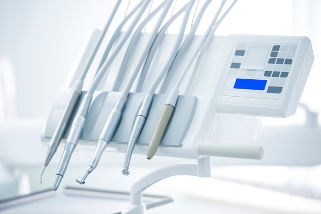 different dental instruments and tools in a dentists office