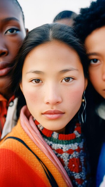 Foto diversi gruppi etnici diverse persone insieme ia generativa