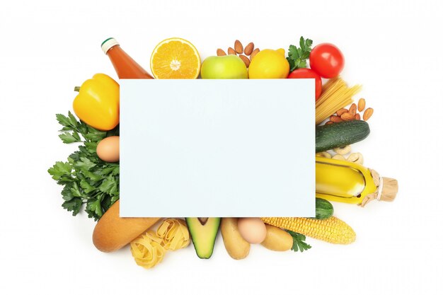 different food with space for text isolated