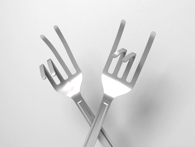 Different forks bent into a variety of signs and symbols.