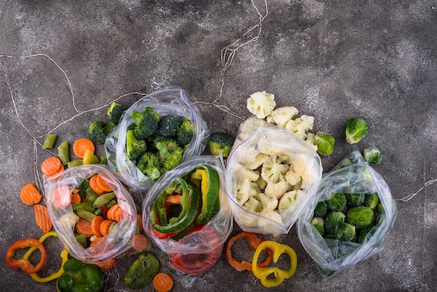 Different frozen vegetables Food storage