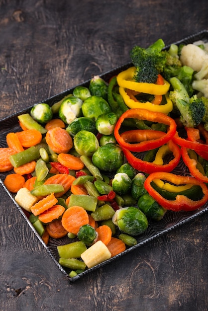 Different frozen vegetables food storage