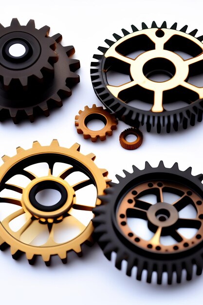 Different Gears on White Background