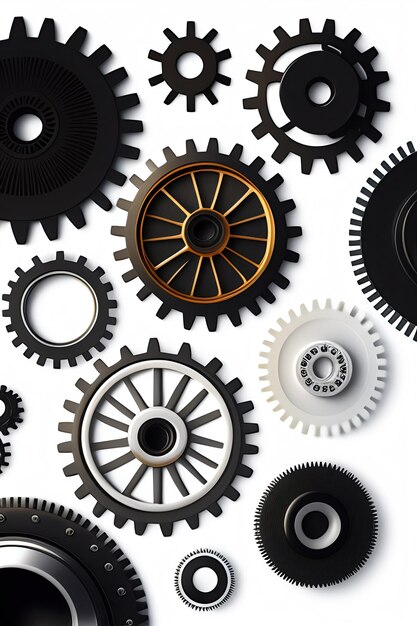 Different Gears on White Background