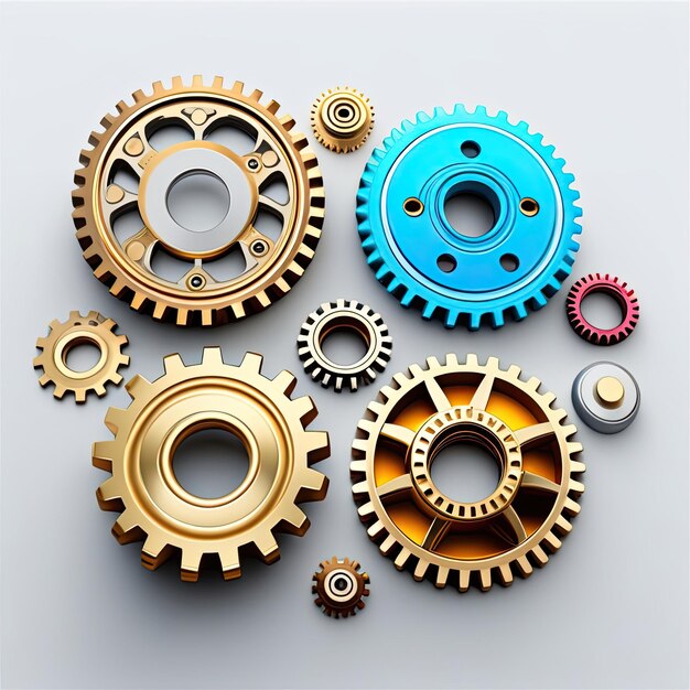 Different Gears on White Background